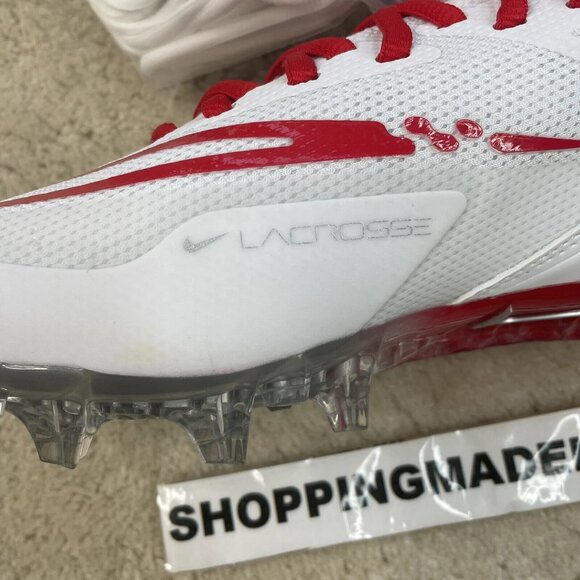 [US 9.5] NIKE HUARACHE 8 ELITE OHIO STATE Lacrosse Football Cleats White Red